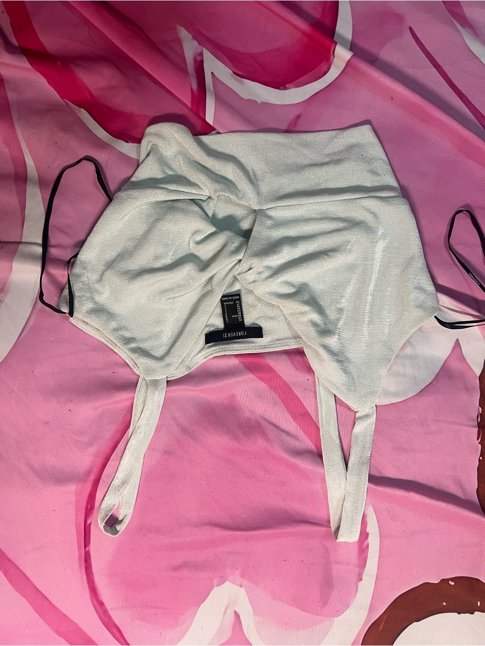 Forever 21 White Cropped Tank Top with Thin Straps